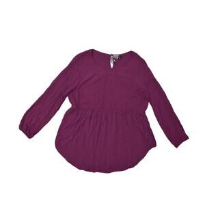 Torrid Plus Size 0 Purple Blouse BLANK Rayon Crew Neck Long Sleeve Solid Women's